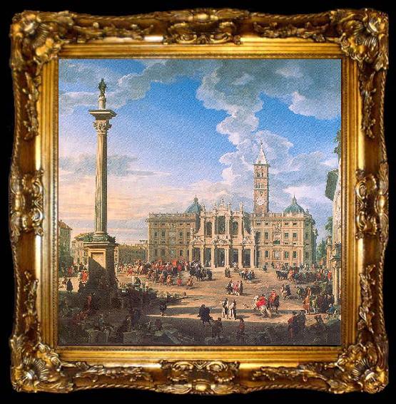 framed  Panini, Giovanni Paolo The Plaza and Church of St. Maria Maggiore, ta009-2